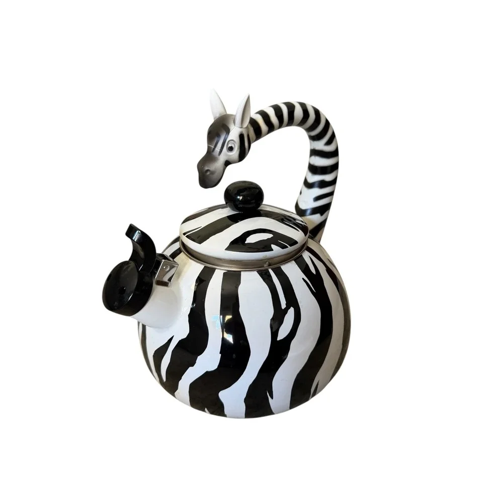 Supreme ZEBRA Whistling Enamel Tea Kettle 2.3q VTG Inspired Animal Print Unique